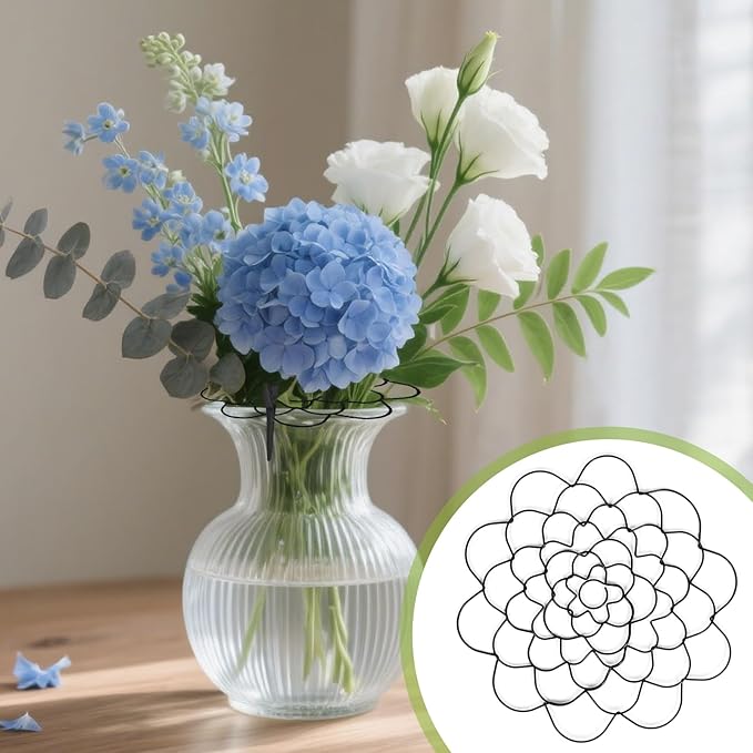 Flower Arrangement Holder Set 3Pcs - Stainless Steel Floral Grid Organizer - Wire Frog Insert for Vases Bouquets DIY Home Decor (Black)