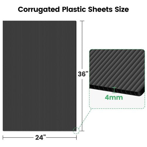 Coroplast | 8-Pack Plastic Poster Board - Waterproof 24" x 36" Blank Sheets for Yard Signs, Crafts, Black