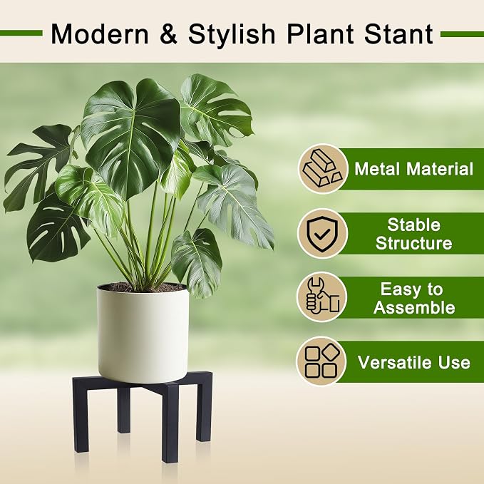 Plant Stand Indoor Outdoor, Heavy Duty Metal Plant Pot Holder, Mid Century Modern Planter Stands, Floor Flower Pot Holder, Fit 5-15 Inches Pots (Black, Fit 5-15 inch pots)