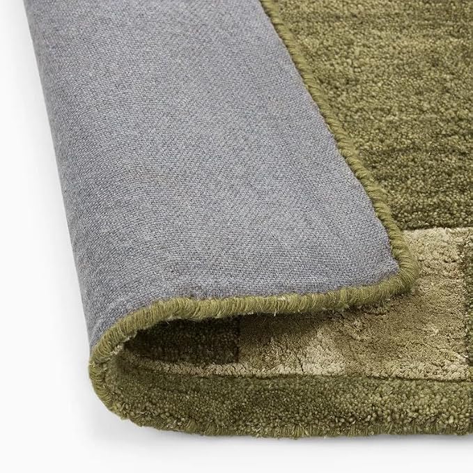 Hand Tufted Wool Area Rug, Warm Mustard Gold Solid Center with Minimal Border Design, Rectangular Modern Contemporary Carpet for Living Room, Bedroom, Dining Room