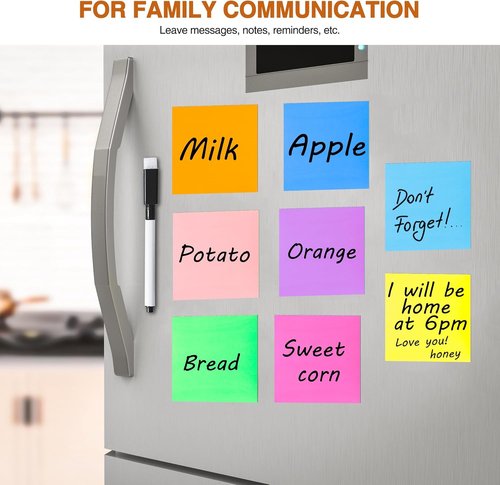 MAXECHO Reusable Magnetic Sticky Notes - 40 Pcs Dry Erase Magnet Sheets Set | Easy Post Labels in Multicolor