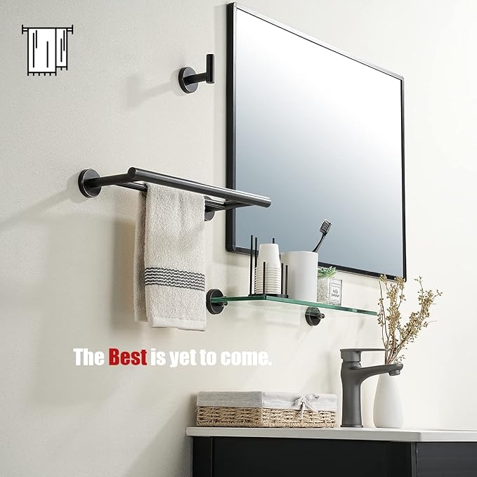 JQK Double Towel Bar Oil Rubbed Bronze, 15 Inch 304 Stainless Steel Thicken 0.8mm Towel Rack Holder for Bathroom Washcloths and Hand Towels, ORB Wall Mount, Useable Length 12 Inch, TB100L12-ORB