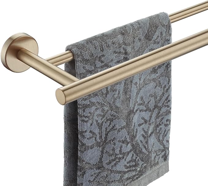 JQK Double Bath Towel Bar, 30 Inch 304 Stainless Steel Thicken 0.8mm Towel Rack for Bathroom, Towel Holder Champagne Bronze Wall Mount, Useable Length 27 Inch, TB100L27-CB