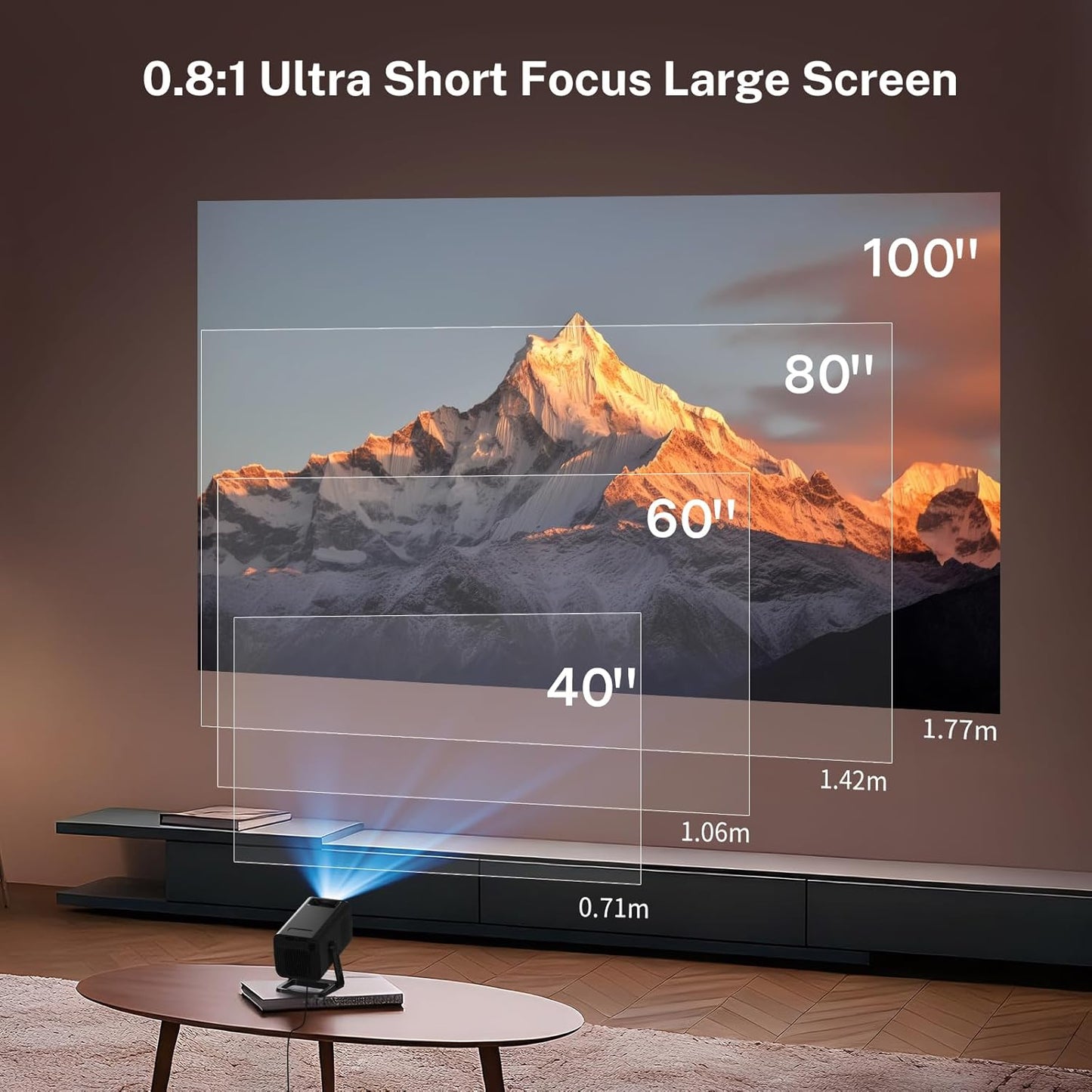 VisualCube Mini Projector - 1080P 4K WiFi 6 & Bluetooth 5.4 | Portable Outdoor Projector, Black