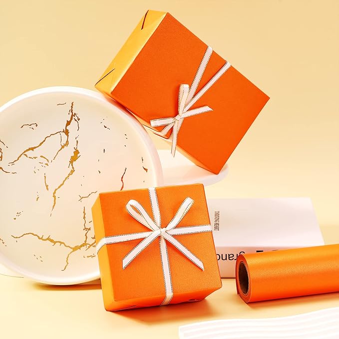 RUSPEPA Orange Matte Wrapping Paper - Solid Color Pearly - luster Paper Perfect for Wedding, Christmas, Baby Shower -17 Inches X 32.8 Feet