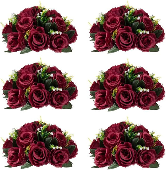 Flower Centerpieces for Wedding Tables: Wedding Table Decorations Burgundy Flower Balls Centerpieces for Engagement Cerebration Party Center Pieces 6 Packs