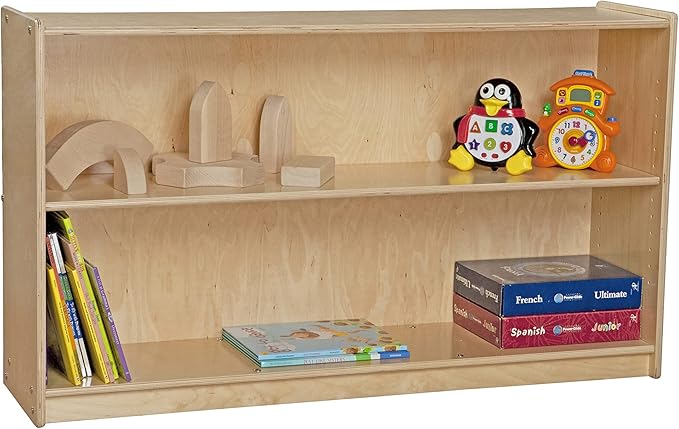 Contender 2 Shelf Bookcase Unit with Adjustable Shelves for Book, Puzzle, Toy Organizer Book Shelves for Kids Room, Montessori Furniture, in Classroom, Preschool, Homeschool