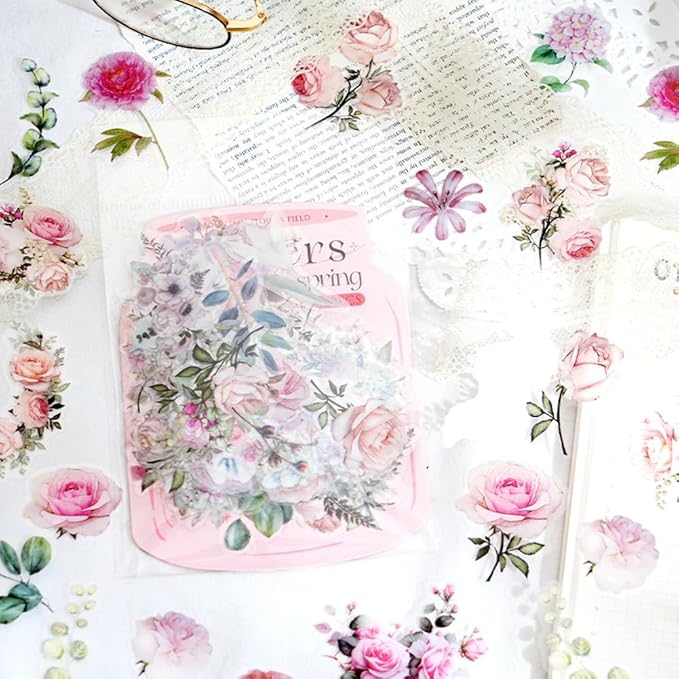 Obujopal 100 Pcs Natural Botanical Flower Stickers, Wildflower Stickers for Scrapbooking Junk Journal Notebook Diary Planner Letter Envelope Water Bottle Phone Case Craft Decoration (Wildflower)