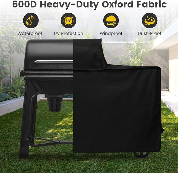 All Weather Grill Cover for BAC761 Traeger Woodridge Grill and TFB86MLH Accessory Replacement, Full-Length Heavy Duty 600D Oxford Fabric Waterproof Weather-Resistant Polyester Traeger Grills Cover