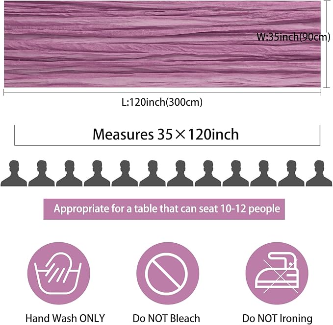 12 Pack 10Ft Cheesecloth Table Runner 35x120 Inch Boho Gauze Table Runner Rustic Cheese Cloth Long Romantic Table Runners for Wedding Bridal Shower Birthday Party Table Decor (Mauve)