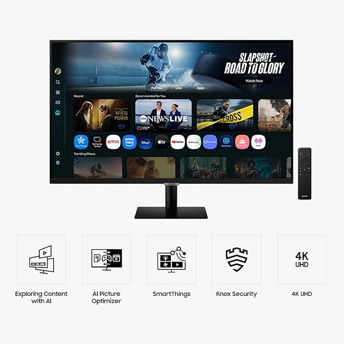 Samsung 32” Smart Monitor M7 (M70F) 4K UHD Display, Samsung Vision AI, Smart TV Apps, Gaming Hub, USB-C, HDMI and USB-A, Black, LS32FM702UNXZA, 2025