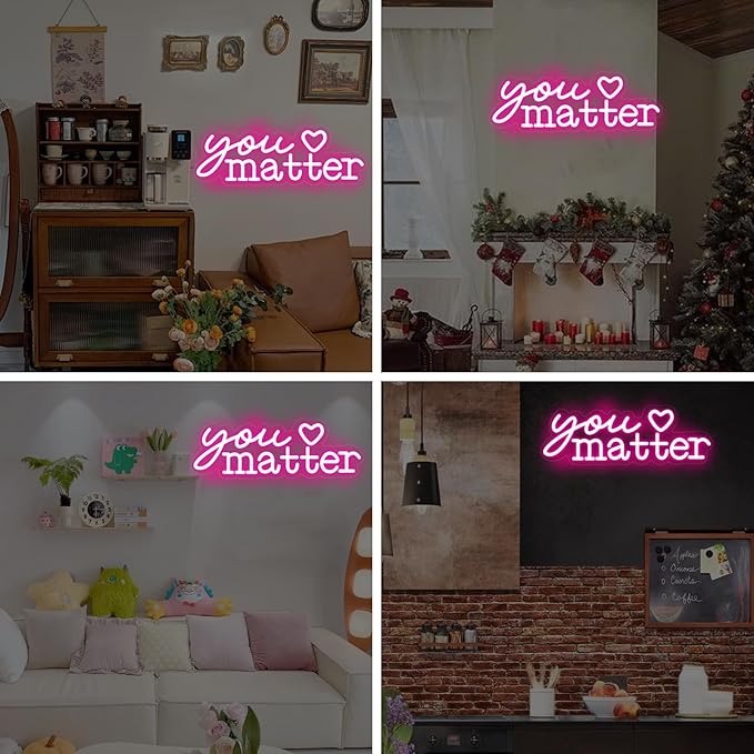 You Matter Neon Sign for Wall Decor, Positive Affirmation Art, Classroom Office Decor, Gift for Teacher, Encouraging Light, Pink Led Light for Bedroom, Club, Gifts For Birthday, Christmas Party Girls Gift