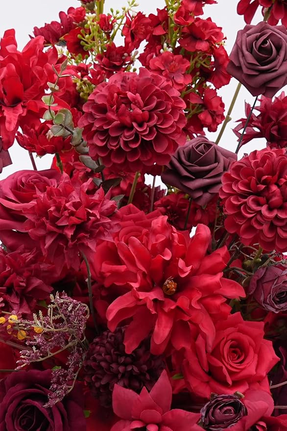 2pcs 19inch Red Free Standing Flowers Ball Bouquet Artificial Rose Arrangements Balls for Wedding Centerpieces Tables Chair Aisle Runner Flowers Decorations