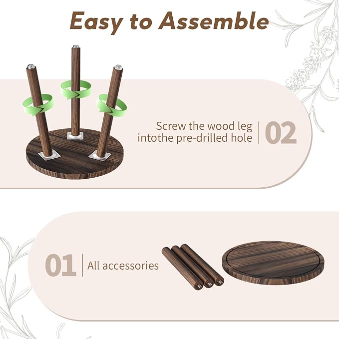 Uneedem Plant Stand Indoor - 3-Pack Taller Single Wood Plant Stand for 6-12 Inch Pots, Mid-Century Modern Plants Stool for Large Plants, Small Round Wooden Planter Table for Living Room, Balcony