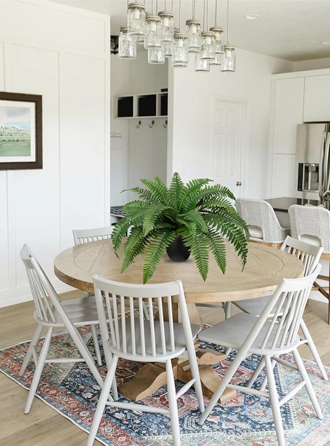 Fake Fern Potted Plant Artificial Boston Ferns in Pot 35 Leaves for Outdoors & Indoor Faux Fern Bush Plant 20inch for Patio Garden Farmhouse Windowsill Office Living Room Decoration Home Decor