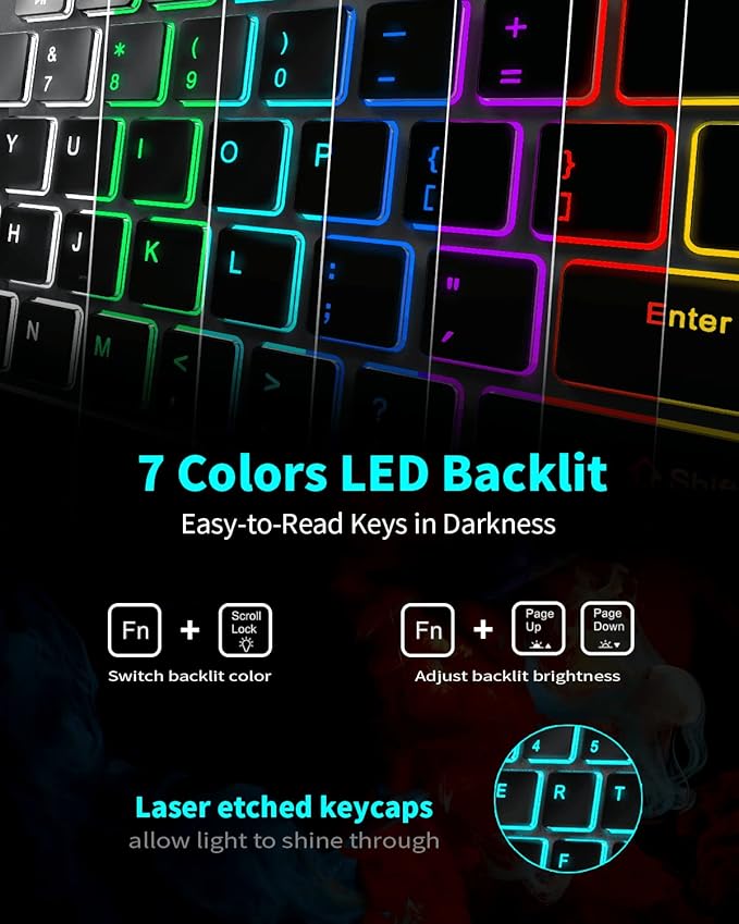 Wireless Backlit Keyboard, Rechargeable USB Silent Keyboard, 2.4G Cordless Full Size, Compatible with Apple iMac, MacBook and PC, Computer Laptop, Space Gray…