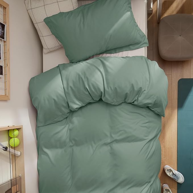 Bedsure Duvet Cover Twin/Twin XL Size - Soft Double Brushed Bedding Set for Kids & Adults, Zipper Closure, 2 Pieces, Includes 1 Duvet Cover (68"x90") & 1 Pillow Sham, NO Comforter, Sage Green