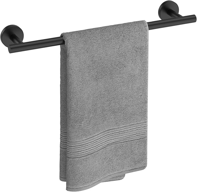 USHOWER Matte Black Towel Bar, 14-Inch Towel Rack for Bathroom Wall Mounted, Thicken SUS304 Stainless Steel Towel Rod Modern Home Decor (Total Length 16-Inch)
