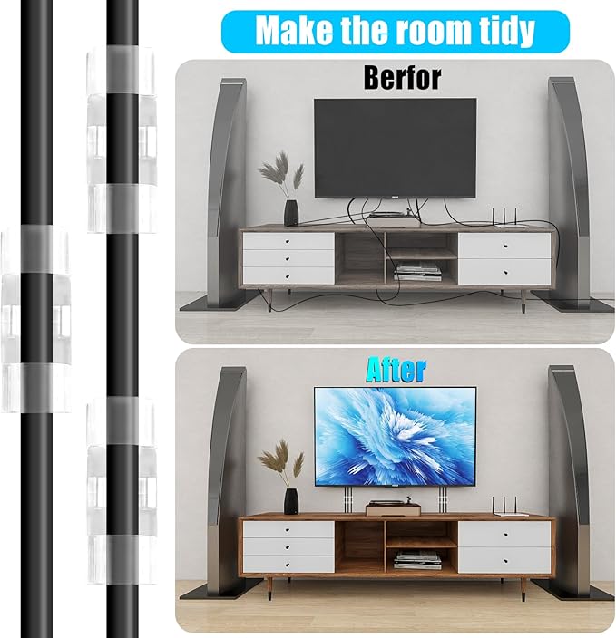 XHF 50pcs Medium Self Adhesive Cable Clips Clear,Wire Clips Cable Management Wire Organizer Cord Holder for Under Desk, Car, Wall, TV PC Ethernet Cable