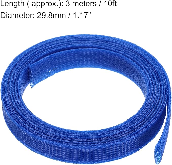 uxcell Expandable Sleeving,1 3/16-inch 10ft Cable Sleeve, Blue