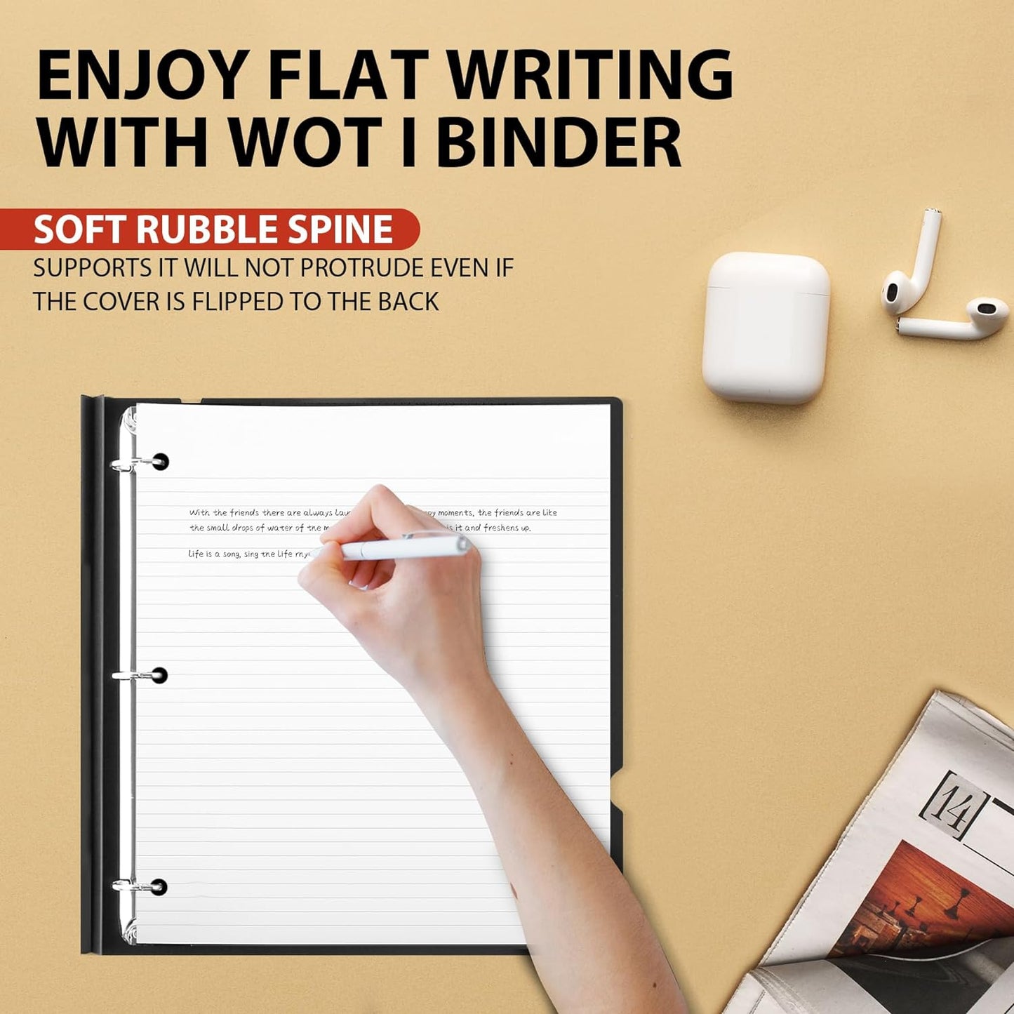 WOT I 12-Pack Telescoping 3 Ring Binder - Expandable, Portable Design Holds 225 Sheets | Black