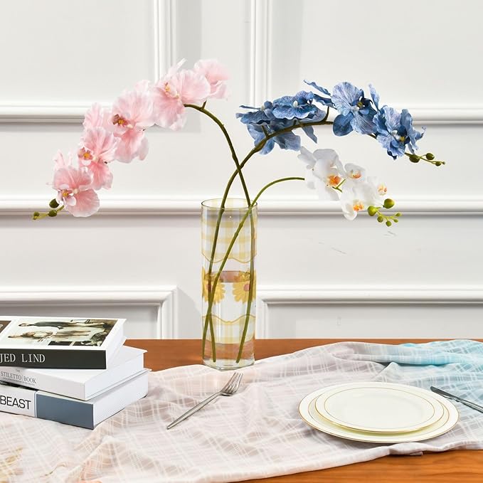 Vase Plastic Vase Elegant Cylinder Flower Vase Shatterproof Decorative Centerpiece for Home Table Office Weddings Events (11.8 x 3.9 in)