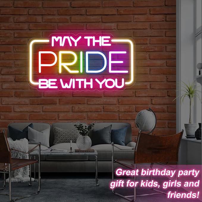 May The Pride Be With You Neon Sign, Pride Neon Light for LGBT Gay Bar Party Decorations, Rainbow Pride Sign, Love Wins Neon Sign for Bedroom Living Room Store Gay Bar Club Party Girls Gift