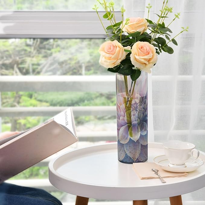 Dahlia Plastic Vase for Flowers 3.9" W x 11.8" H Modern Boho Style Cylinder Clear Vases for Wedding Centerpiece Table Party Home Office Decor