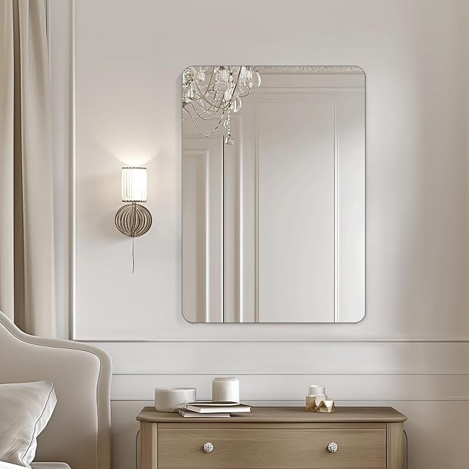 USHOWER Frameless Bathroom Mirror for Over Sink, 22x30 Inch Rectangle Wall Vanity Mirror for Bathroom, Bedroom, Entryway, Polished Edge, Tempered Glass