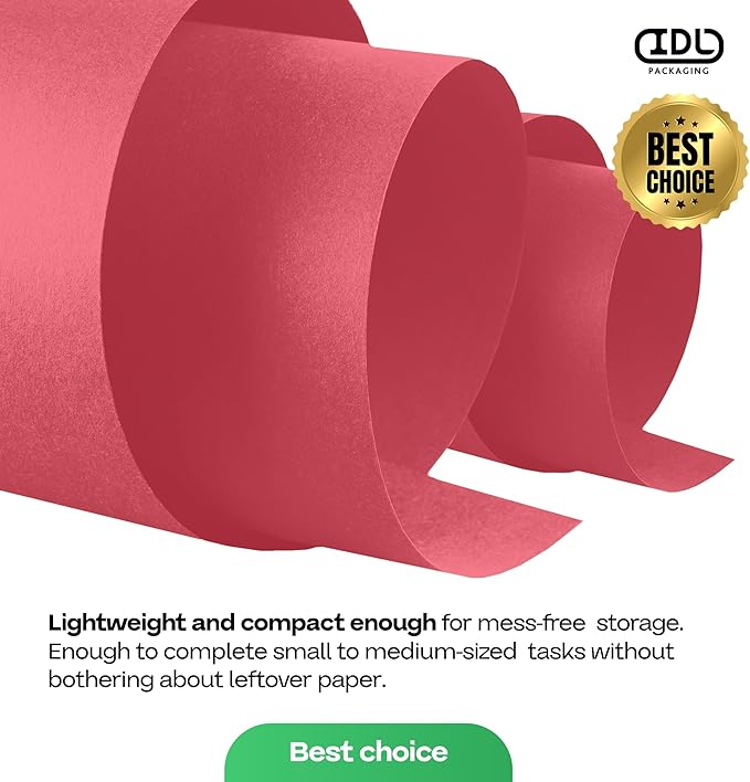 36" x 1200" (100 ft) Christmas Red Kraft Paper Roll, Pack of 2 - USA-Made Quality Craft Paper for Gift Wrapping, Kids' Arts & Crafts, School Projects - Natural Material 50lb Thickness by IDL Packaging
