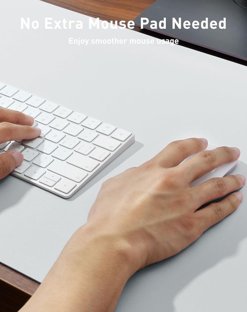 Aothia Faux Leather Desk Mat - Large Non-Slip Mouse Pad | Waterproof Writing Surface (Barely Grey, 40" x 24")
