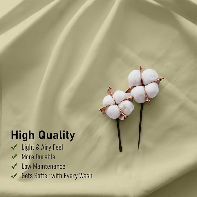 RUVANTI 100% Cotton King Size Sheets Set, 4 Pieces, Soft & Breathable Percale Weave Bedding, Deep Pocket 16", Hotel Standard, Crisp Cool Feel, Durable, Perfect Dyed Bed Sheet, Sage Green