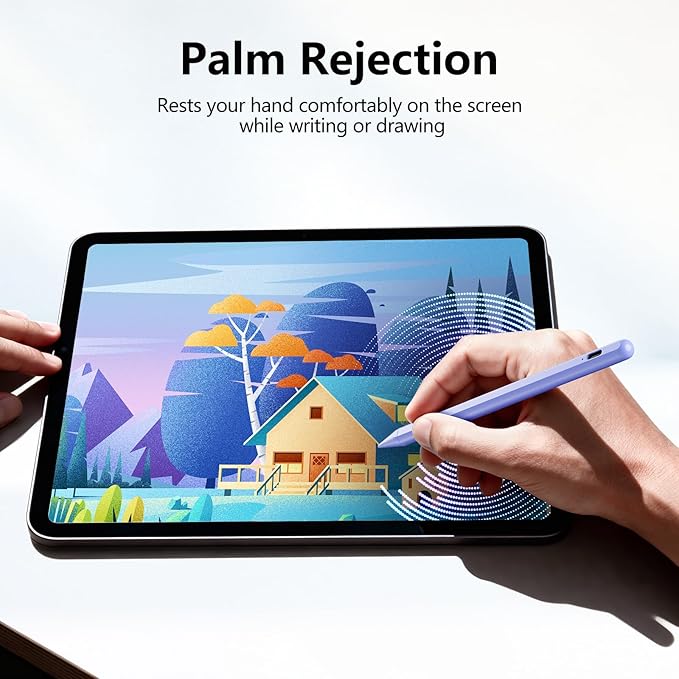 Stylus Pen for iPad 6th-11th Generation-2X Fast Charge Active Pencil Compatible with 2018-2025 Apple iPad Pro 11"/12.9"/M4, iPad Air 3/4/5/M2/M3,iPad mini 5/6 Gen-Purple
