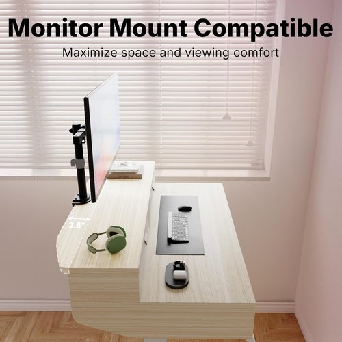HUANUO Electric Standing Desk - 32 x 20 Inch Adjustable Height Home Office Desk with 4 Drawers | Ergonomic Design, Natural Finish
