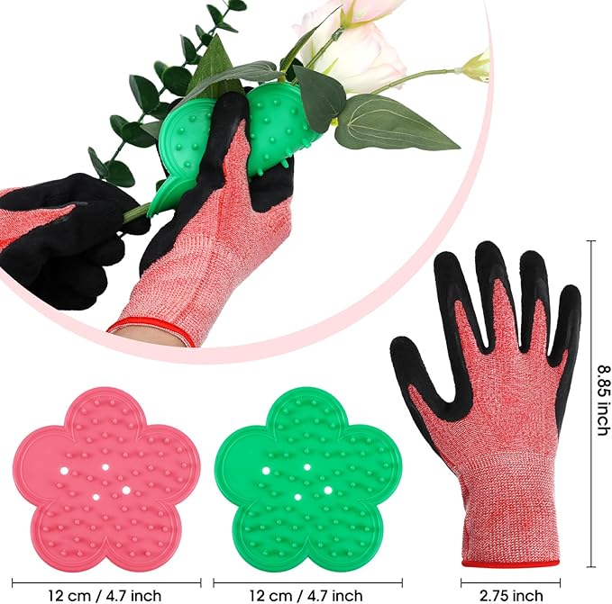 WILLBOND Floral Arrangement Kit, Christmas Rose Thorn Stripper Tool Garden Pruning Shears Scissors Rose Thorn Remover Pruner Trimmer Gloves Tapes Florist Garden Tool Gift Kit for Women(Pink)