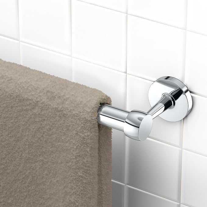 Gatco 5211 Gibson Towel Bar, Wall Mounted Bathroom Towel Holder Rack, Modern Chrome Bath Hardware for Towels & Washcloths