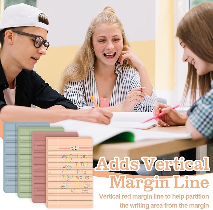 100 Sheets Half Letter Lined Paper 5.5 X 8.5 In Colored Notebook Paper College Ruled Loose Leaf Paper 3 Hole Punched Half Mini Binder Inserts Fit 3 Ring Binder for School Office