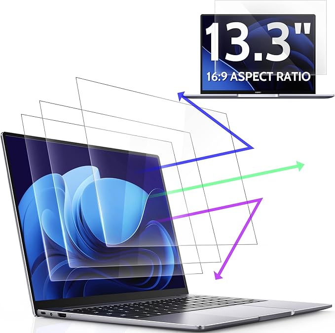 3 Pcs 13.3 Inch Anti Blue Light Screen Protector Compatible With Lenovo Hp Dell Acer Asus Samsung etc Laptop-16:9 Aspect, 13" Computer Monitor Glare Filter Uv Blocker Shield Cover Eye Protection Film