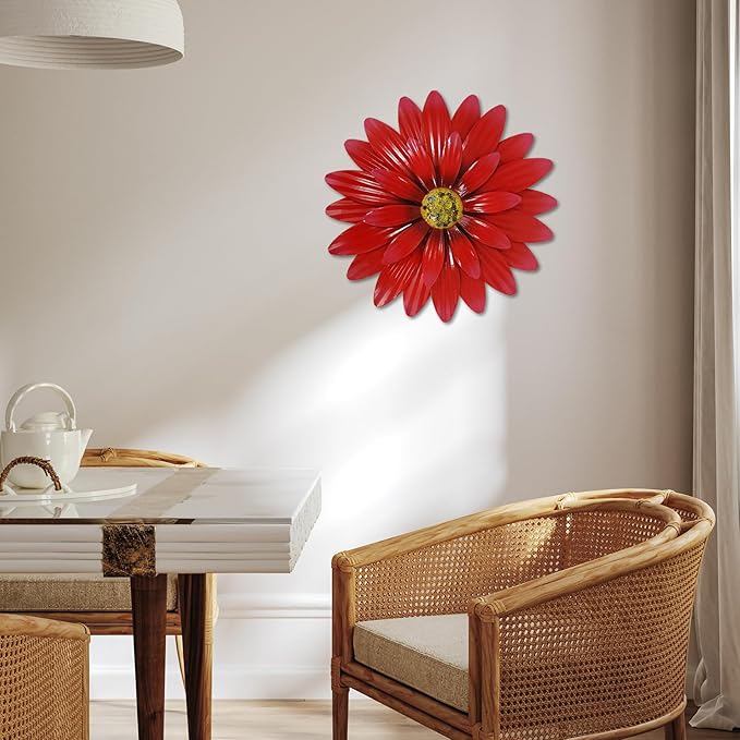 Dekomere Metal Flowers Outdoor Decor 13" Metal Sunflower Wall Art Decorations Sunflower Wall Decor for Kitchen Living Room Porch Garden Yard