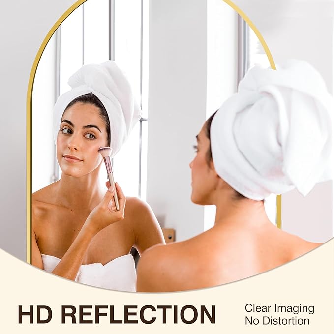 FICTOR Bathroom Mirror for Wall, Arched Vanity Bathroom Mirror for Over Sink, Metal Framed with HD Shatter-Proof Glass for Entryway, Living Room,Bedroom(2 Pack 24”x 36”, Gold)
