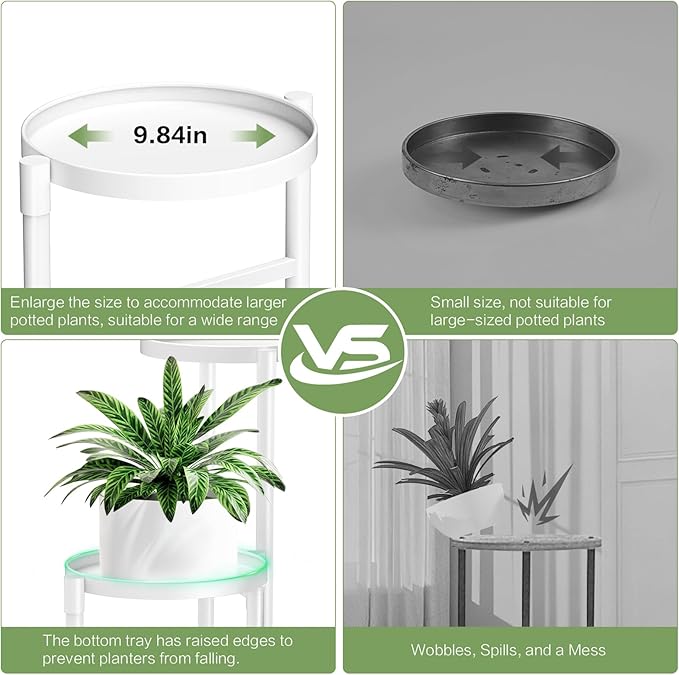 3 Tier Metal Corner Plant Stand Indoor Outdoor, Heightened widened 30 in Tall Multiple Flower Pot Display Holder, Iron Plant Rack Organizer for Living Room Garden Patio Balcony Office White