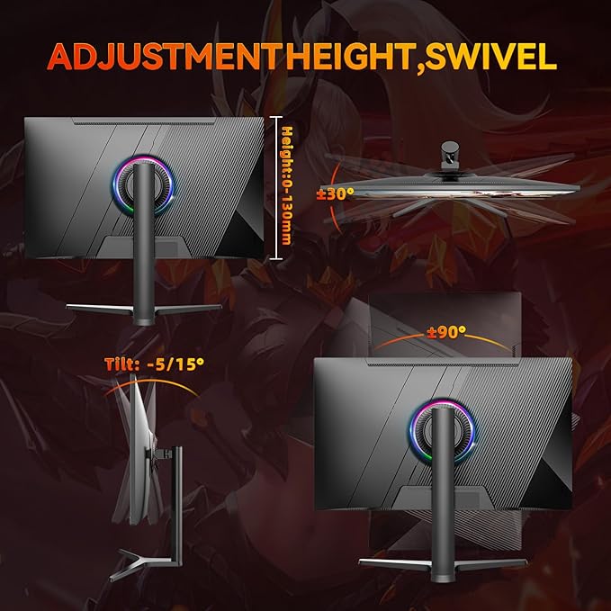 32 Inch 4k Gaming Monitor, 144Hz UHD Fast IPS Panel, 1ms GTG, sRGB 120%,10 Bit, Gsync & FreeSync, Support Xbox PS5 4k 120Hz VRR ALLM, HDMI 2.1,DP 1.4, Height/Vertical Adjustment