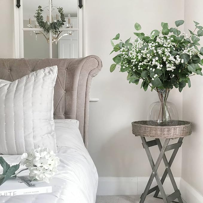 Beferr 5pcs Eucalyptus Stems & 6pcs Babys Breath Artificial Flowers Faux Greenery Bouquets for Wedding Table Centerpiece Home Decor