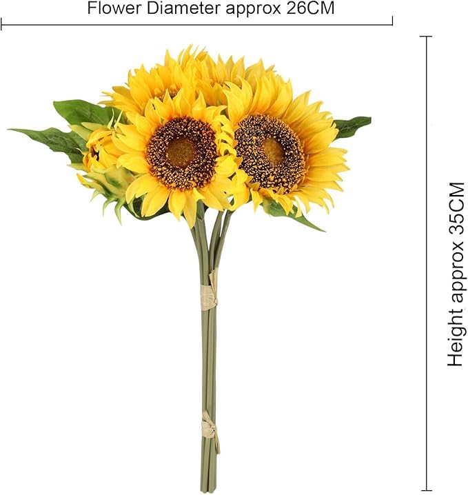 Bringsine Sunflowers Artificial Flowers Bouquet for Home Decoration Wedding Decor Silk Bride Holding Floral Decors