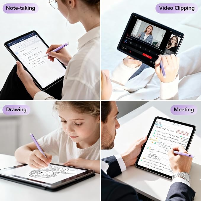 Stylus Pen for iPad 6th-11th Generation-2X Fast Charge Active Pencil Compatible with 2018-2025 Apple iPad Pro 11"/12.9"/M4, iPad Air 3/4/5/M2/M3,iPad mini 5/6 Gen-Gradient White Purple