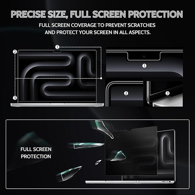 Peslv 360° 4 Way Privacy Screen for Macbook Air 13.6 &13 Inch (2022-2025, M2, M3, M4), Anti Glare Blue Light Spy Filter Private Cover, Bubble-Free Black Security Protector for Mac Laptop