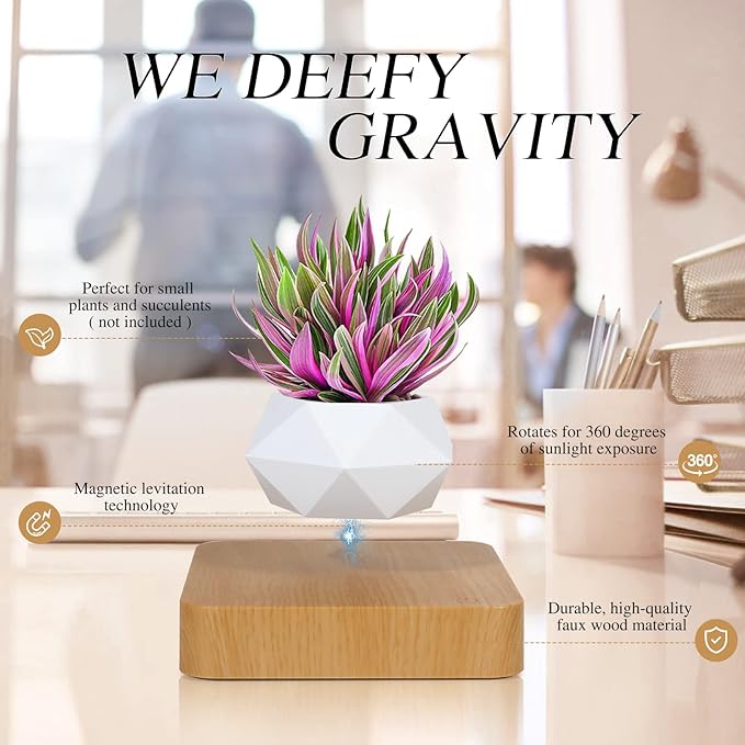 Levitating Air Bonsai Pot, Cool Stuff,Rotation Flower Pot Planters, Potted Plant Home Desk Decor in Flower Pots & Planters from Home & Garden on (Light Color)