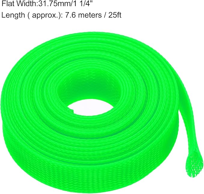 uxcell Expandable Sleeving, 1 1/4-inch 25ft Cable Sleeve, Green