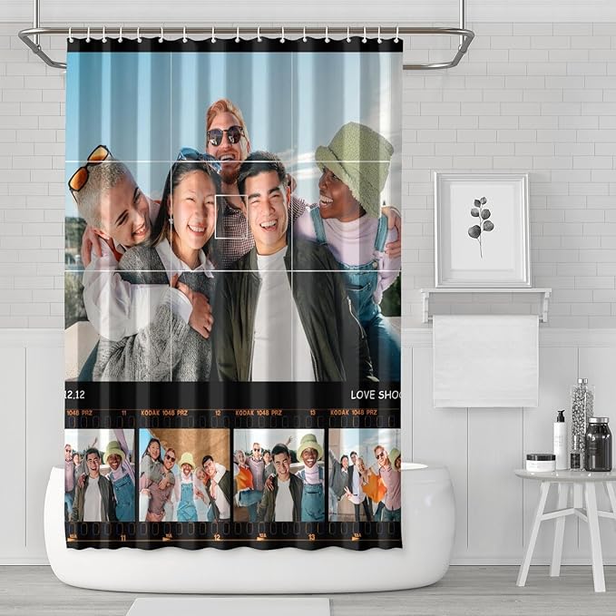 Personalized Shower Curtain Set Custom Photo Shower Curtains Modern Minimalist Home Bathroom Curtain Decor with 12 Hooks 72 Inch Wide * 72 Inch High