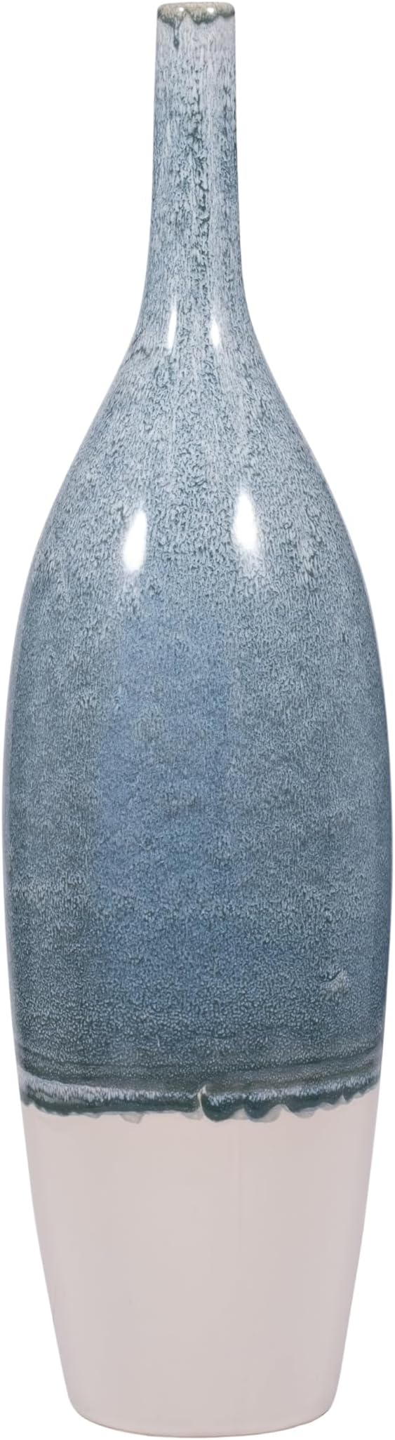 Tall Ceramic Vase for Home Decor – Decorative Accent for Living Room, Office, and Room Decor – Two Tone Bottle Shape Flower Vase for Bedroom, House, or Table Display – 27" Blue & White